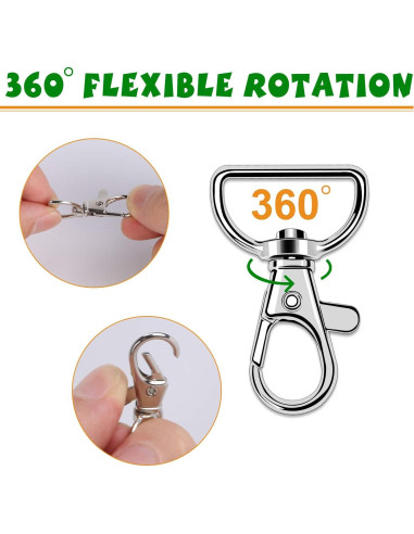 50 Ganchos Giratorios de Lanyard AUGSUN 19mm Plata