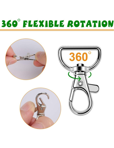 50 Ganchos Giratorios de Lanyard AUGSUN 19mm Plata
