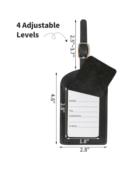Etiqueta de Equipaje de Cuero Genuino Ringsun - 2 Paquete Negro