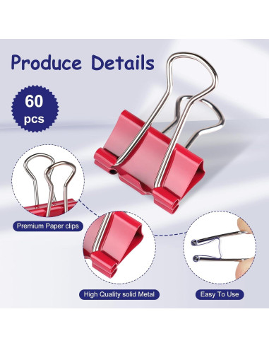 Clips de Carpeta Pequeños Ufmarine 60 Pcs Acero Templado