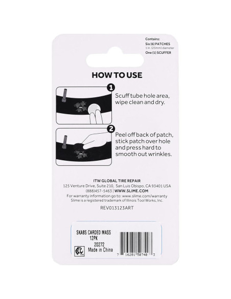 Kit de Parche Pre-Adhesivo Slime 20040 para Bicicleta - 6 Parches