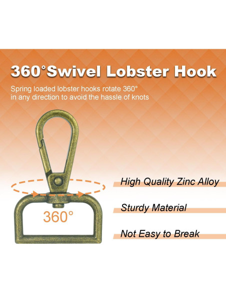 Ganchos Giratorios de Metal CooBigo 6 Piezas 46.5mm Bronce Ganchos Giratorios de Metal CooBigo 6 Piezas 46.5mm Bronce