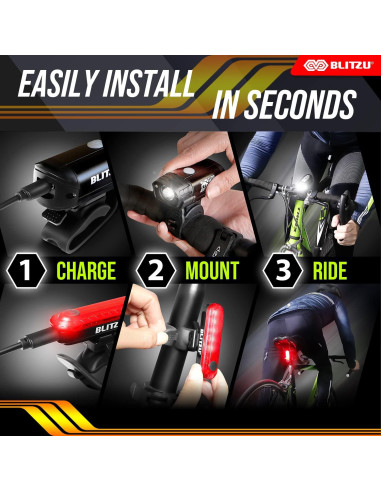 Juego de Luces para Bicicleta BLITZU Gator 320 LED USB-C