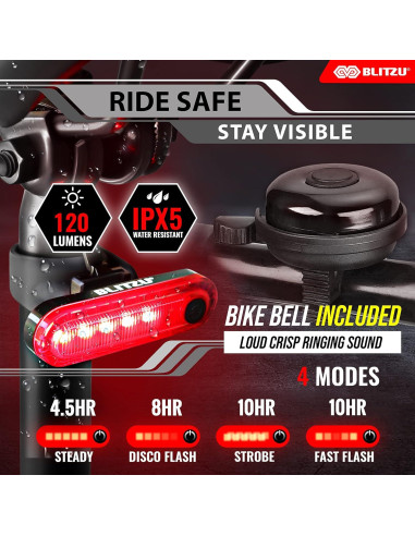 Juego de Luces para Bicicleta BLITZU Gator 320 LED USB-C