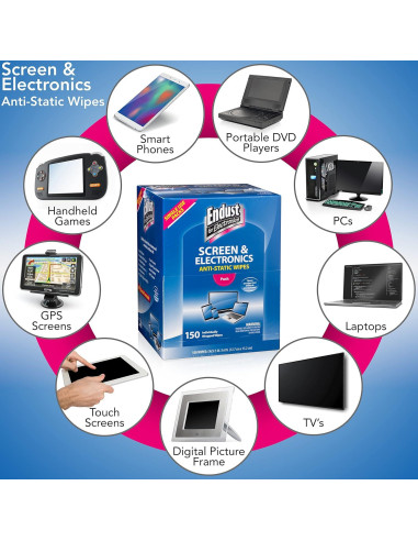 Toallitas Limpiadoras Endust para Electrónicos 150 Unidades