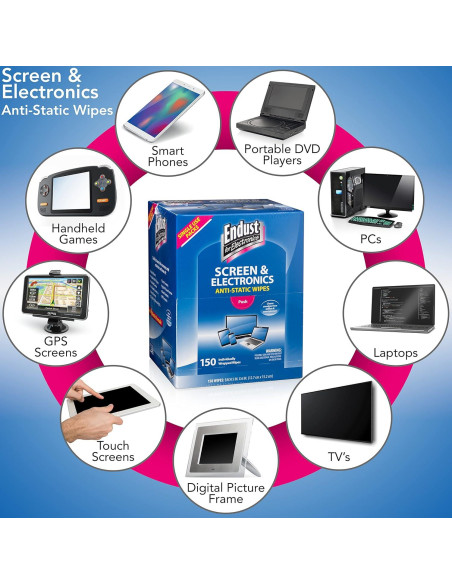 Toallitas Limpiadoras Endust para Electrónicos 150 Unidades