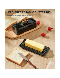 Plato de Mantequilla con Tapa Sweese - Porcelana 113g Negro 2