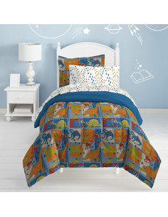 Juego de Edredón Individual Dream Factory Dinosaurios Azul 2