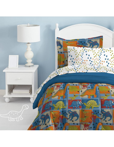 Juego de Edredón Individual Dream Factory Dinosaurios Azul