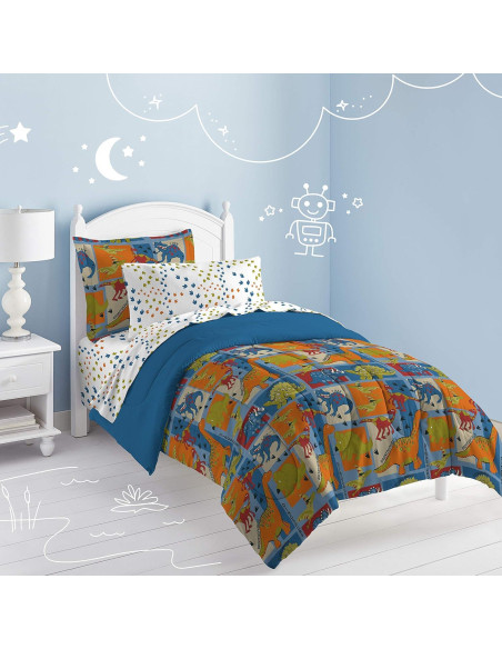 Juego de Edredón Individual Dream Factory Dinosaurios Azul