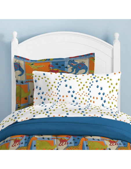 Juego de Edredón Individual Dream Factory Dinosaurios Azul