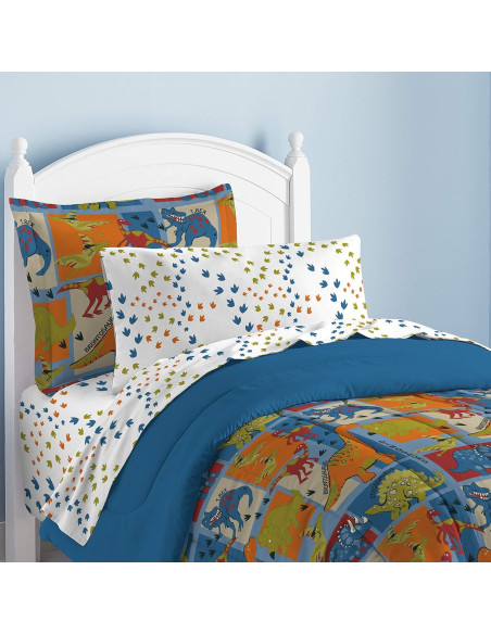 Juego de Edredón Individual Dream Factory Dinosaurios Azul
