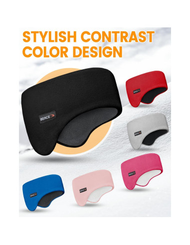 Banda para la cabeza BEACE de forro polar unisex - Negro