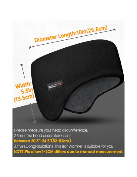 Banda para la cabeza BEACE de forro polar unisex - Negro