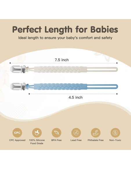 Clip de Chupete de Silicona Tender Babe - 6 Piezas, Seguro y Chic