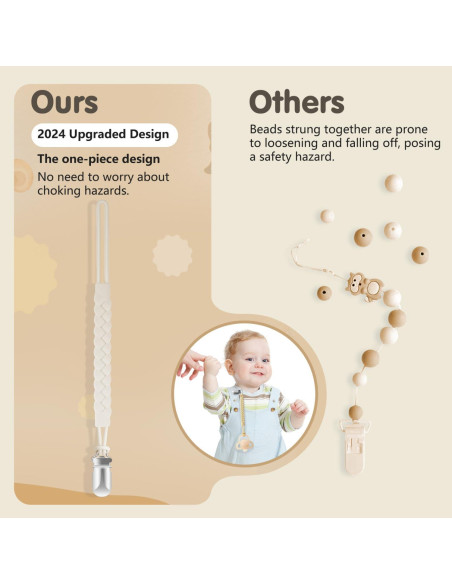 Clip de Chupete de Silicona Tender Babe - 6 Piezas, Seguro y Chic