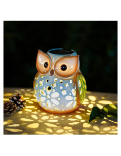Estatua de Jardín MININOVA Búho Solar Impermeable 16.5x15x17.3cm