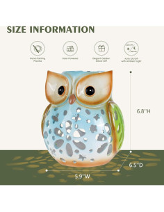 Estatua de Jardín MININOVA Búho Solar Impermeable 16.5x15x17.3cm 2