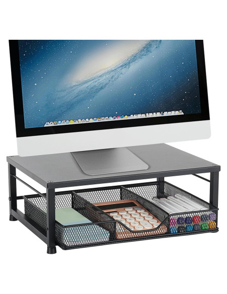 Soporte Elevador para Monitor Gugsey Negro 33x24.1cm con Cajón Soporte Elevador para Monitor Gugsey Negro 33x24.1cm con Cajón
