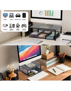 Soporte Elevador para Monitor Gugsey Negro 33x24.1cm con Cajón 2