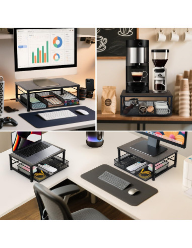 Soporte Elevador para Monitor Gugsey Negro 33x24.1cm con Cajón