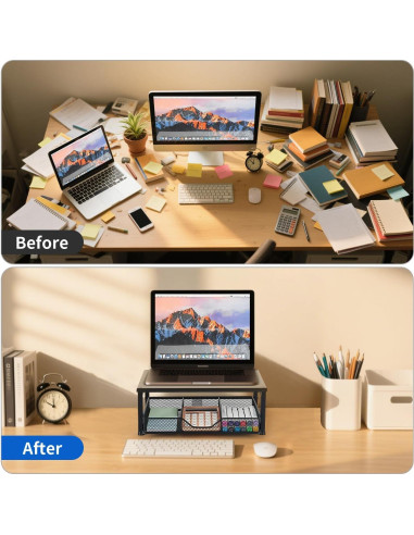 Soporte Elevador para Monitor Gugsey Negro 33x24.1cm con Cajón