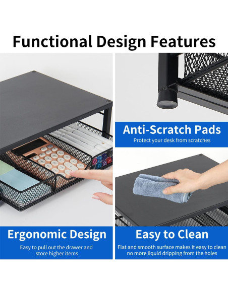 Soporte Elevador para Monitor Gugsey Negro 33x24.1cm con Cajón Soporte Elevador para Monitor Gugsey Negro 33x24.1cm con Cajón