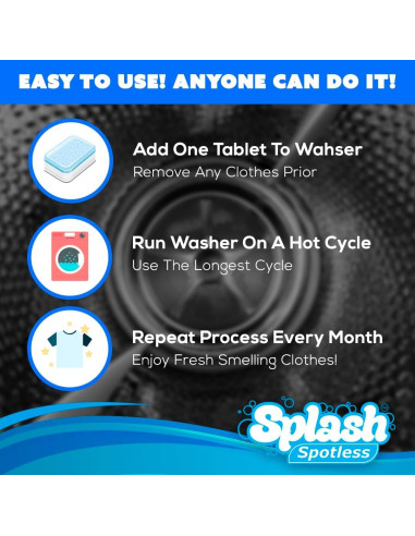 Limpiador de Lavadora Splash Spotless 6 Tabletas HE