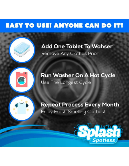 Limpiador de Lavadora Splash Spotless 6 Tabletas HE Limpiador de Lavadora Splash Spotless 6 Tabletas HE