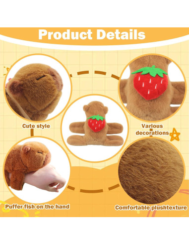 Pulseras de Peluche Capibara 2 Pcs para Niños - Regalo Cumpleaños