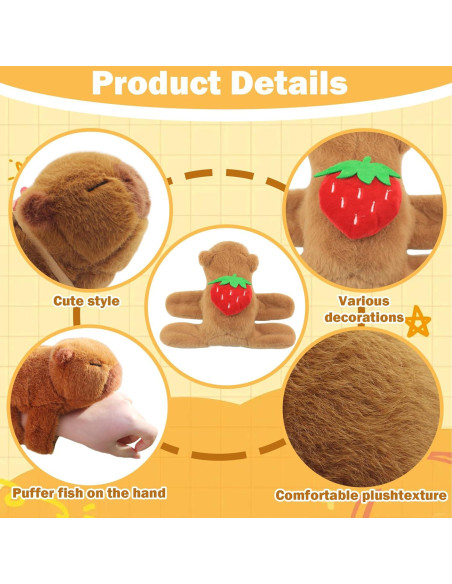 Pulseras de Peluche Capibara 2 Pcs para Niños - Regalo Cumpleaños