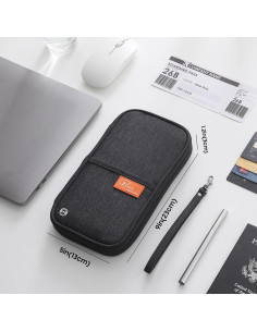 Billetera de Pasaporte Familiar RFID Negra Impermeable 12.7x17.8cm 2