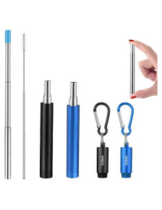 Paquete de 2 Pajitas Metálicas Reutilizables Doboli Telescópicas