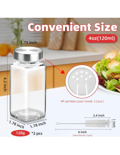 Set de 2 Tarros de Especias de Vidrio 4oz eispap con Tapas Dosificadoras 2