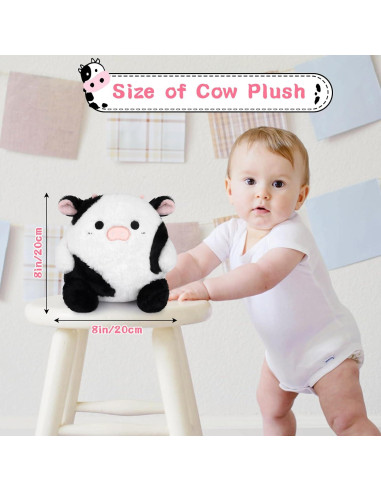 Almohada de Peluche de Vaca LMTGLDT 20 cm Suave y Lavable