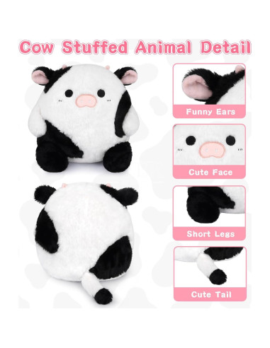 Almohada de Peluche de Vaca LMTGLDT 20 cm Suave y Lavable