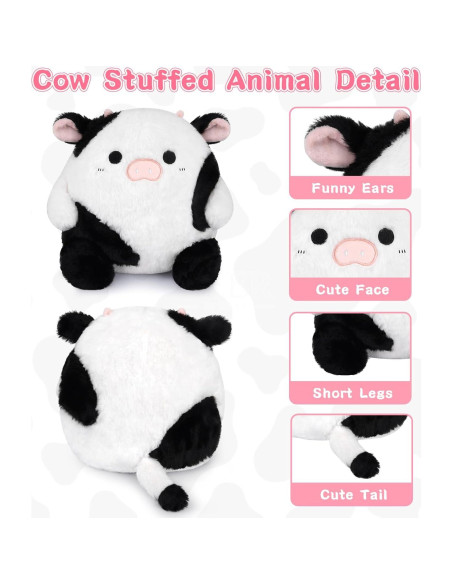Almohada de Peluche de Vaca LMTGLDT 20 cm Suave y Lavable