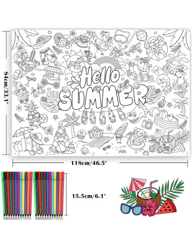 Póster Gigante de Colorear HOWAF Hola Verano 118x84 cm