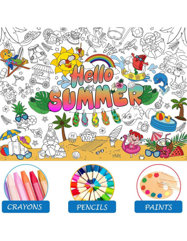 Póster Gigante de Colorear HOWAF Hola Verano 118x84 cm