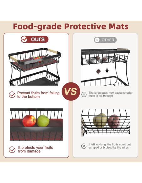 Cesta de Frutas 2 Niveles Sevenblue con Soportes para Plátanos