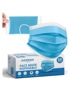 Mascarillas Desechables 3 Capas Hannah Linen - 50 Pcs - Azul