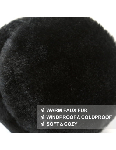 Cubiertas de Orejas Plegables para Mujeres Invierno Negro