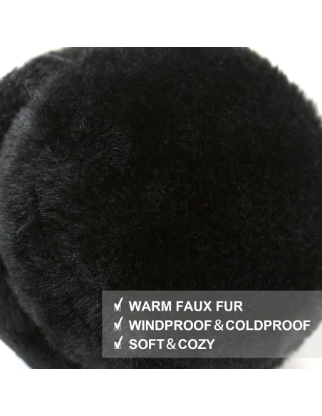Cubiertas de Orejas Plegables para Mujeres Invierno Negro