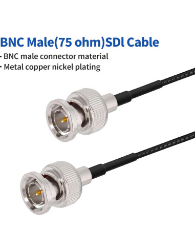 Cable SDI Yuslao 1FT BNC a BNC 75 Ohm RG179 4K 1080P (2 Pcs)