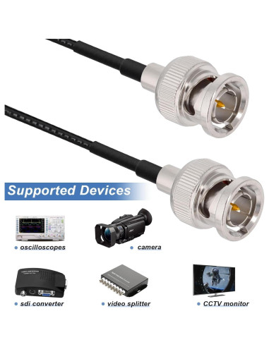 Cable SDI Yuslao 1FT BNC a BNC 75 Ohm RG179 4K 1080P (2 Pcs)