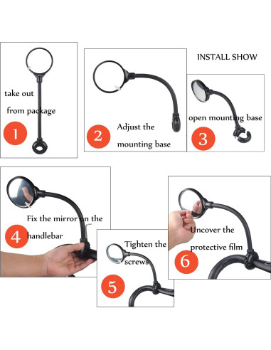 Espejo Retrovisor de Bicicleta DRCKHROS Ajustable 360 7.62 cm