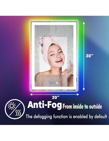 Espejo de Baño LED ARUMMA 76x51 cm Cuadrado RGB Iluminado