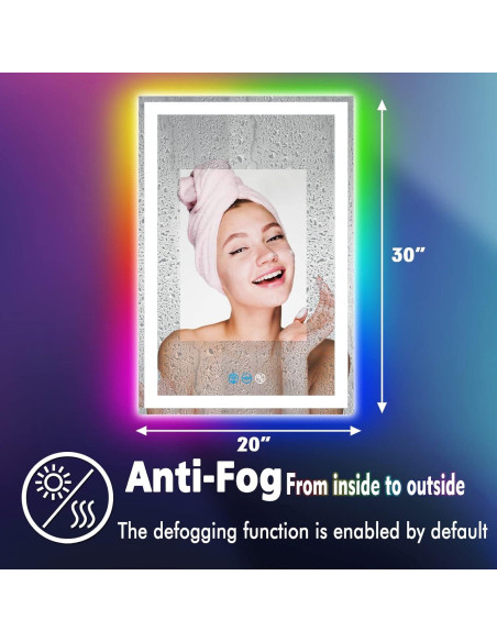 Espejo de Baño LED ARUMMA 76x51 cm Cuadrado RGB Iluminado