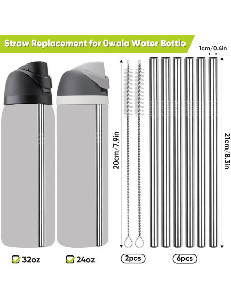 Popotes de Acero Inoxidable Reutilizables Esayendder 6 PCS 20.93 cm