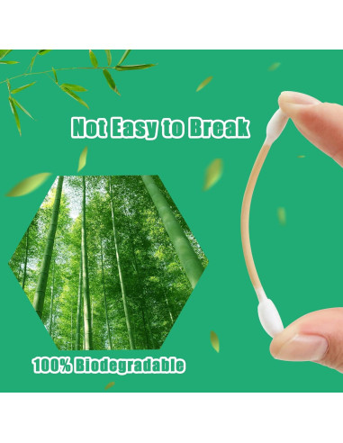 1000 Bastones de Algodón Punta Doble Egaageoi - Mango de Bambú